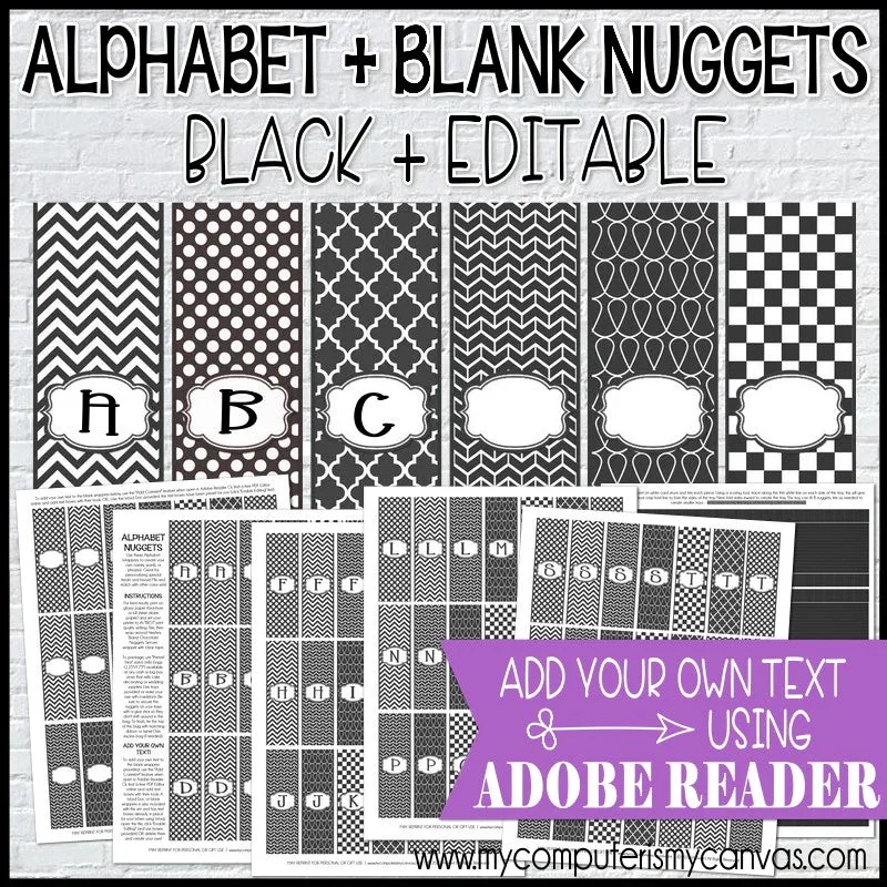 Alphabet   BLANK Nugget Wrappers {BLACK} PRINTABLE