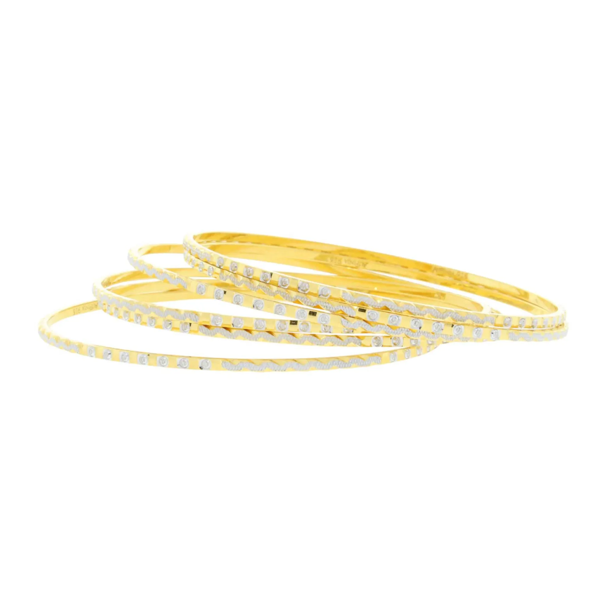 Alternating Yellow   White Gold Bangles