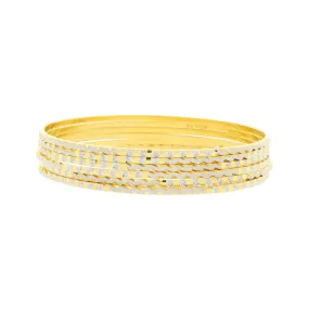 Alternating Yellow   White Gold Bangles