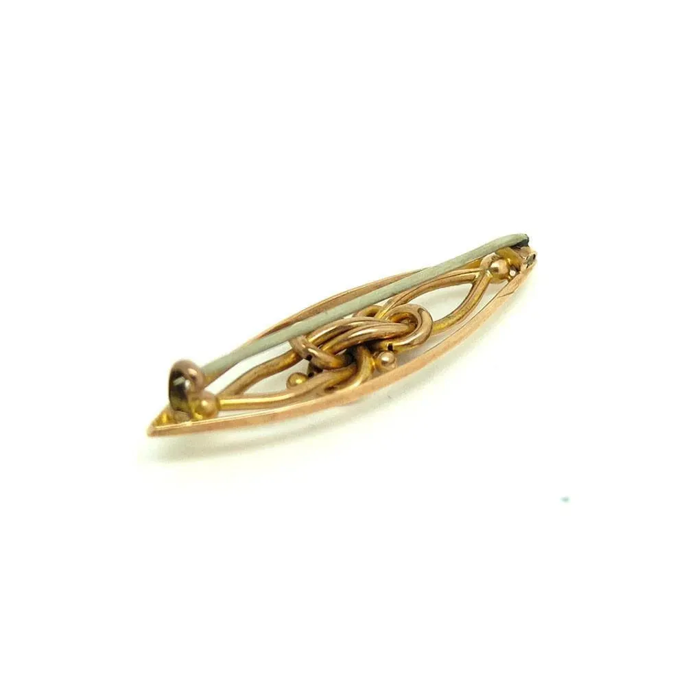 Antique Victorian 9ct Rose Gold Knotted Marquise Brooch