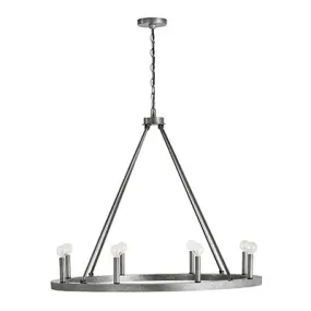 ARI 8 LIGHT CHANDELIER, ETCHED NICKEL