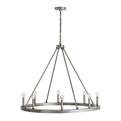 ARI 8 LIGHT CHANDELIER, ETCHED NICKEL