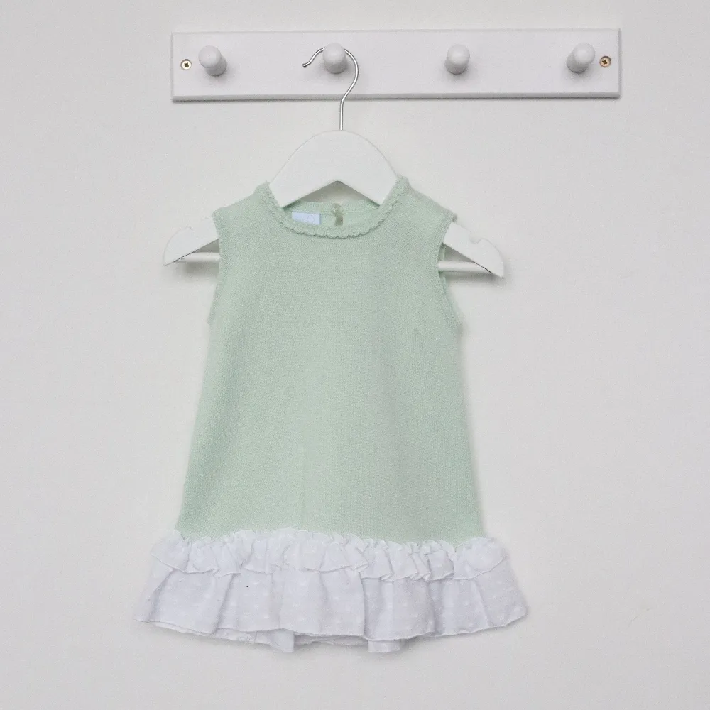 Artesania Granlei Pale Green Fine Knit Dress with Bow