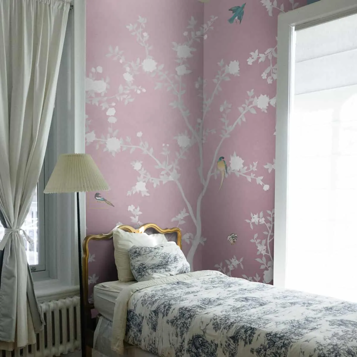 Aura in the Garden Pink Chinoiserie Wallpaper