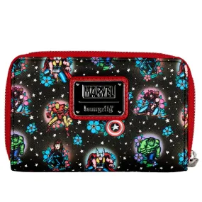 Avengers Floral Tattoo Zip Around Wallet