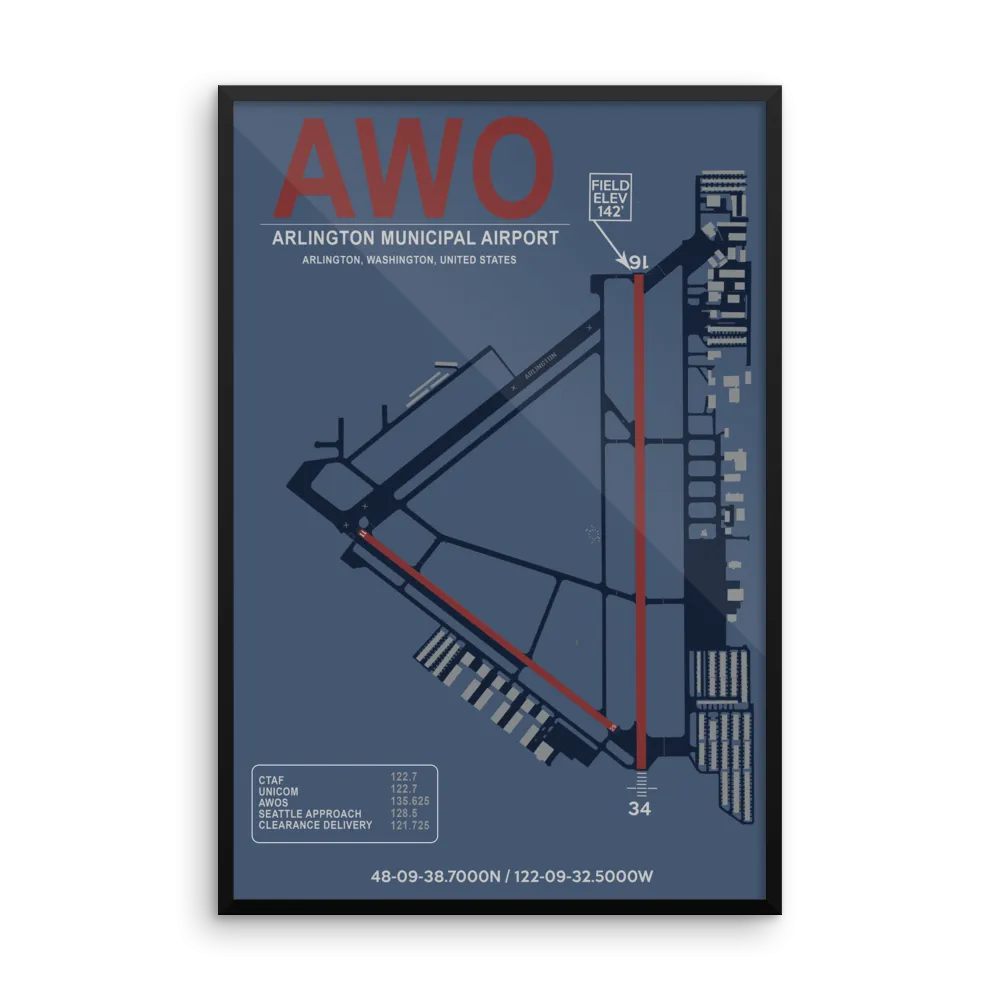 AWO Arlington Municipal Airport Layout Art