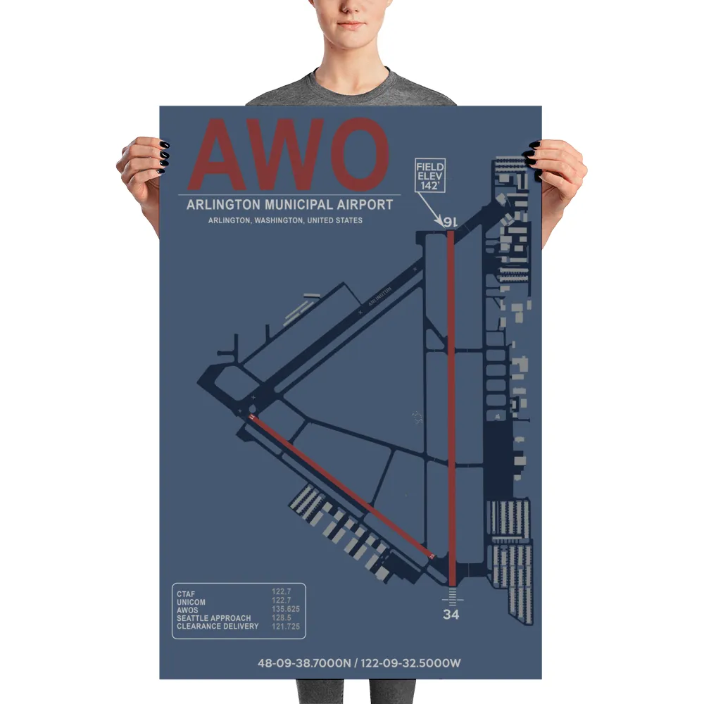 AWO Arlington Municipal Airport Layout Art