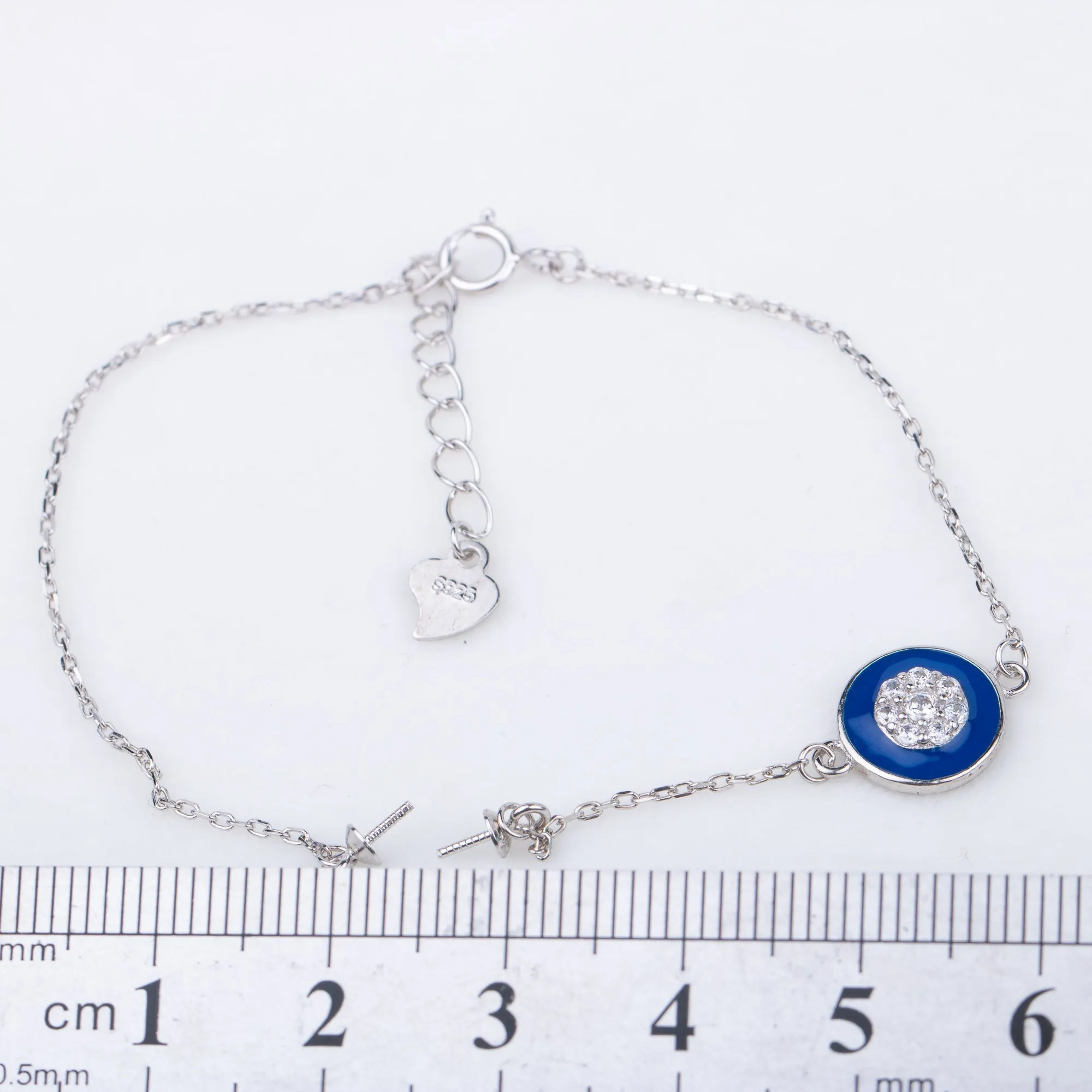 b010198 DIY 7-8mm Natural Freshwater pearl bracelet accessory 925 sterling silver adjustable chain bracelet for women