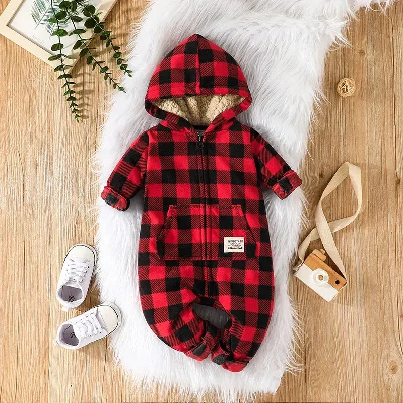 Baby Boy 3-24M Cute Plaid Dinosaur Romper