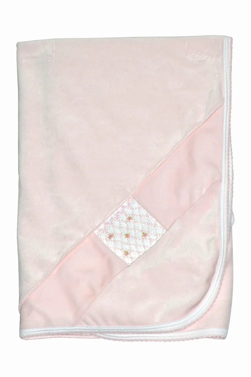 Baby Girl's Velvet Pink Rosebud Blanket