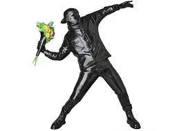 Banksy Brandalism Flower Bomber Figure Black