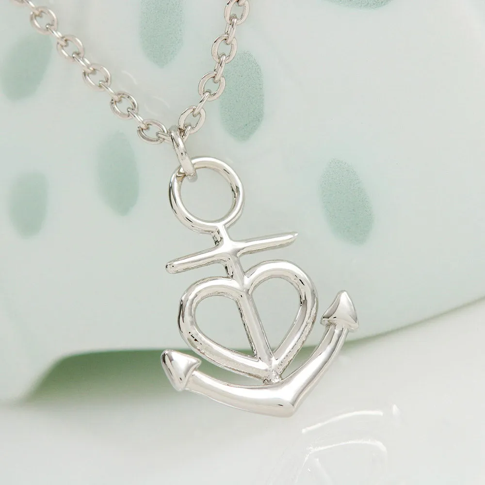 Beautiful Anchor Heart Necklace With Remembrance Heart Message Card