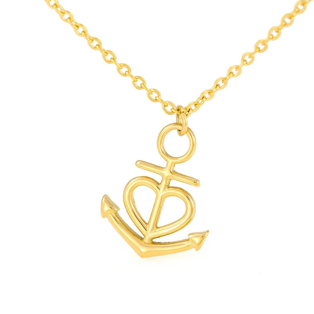 Beautiful Anchor Heart Necklace With Remembrance Heart Message Card