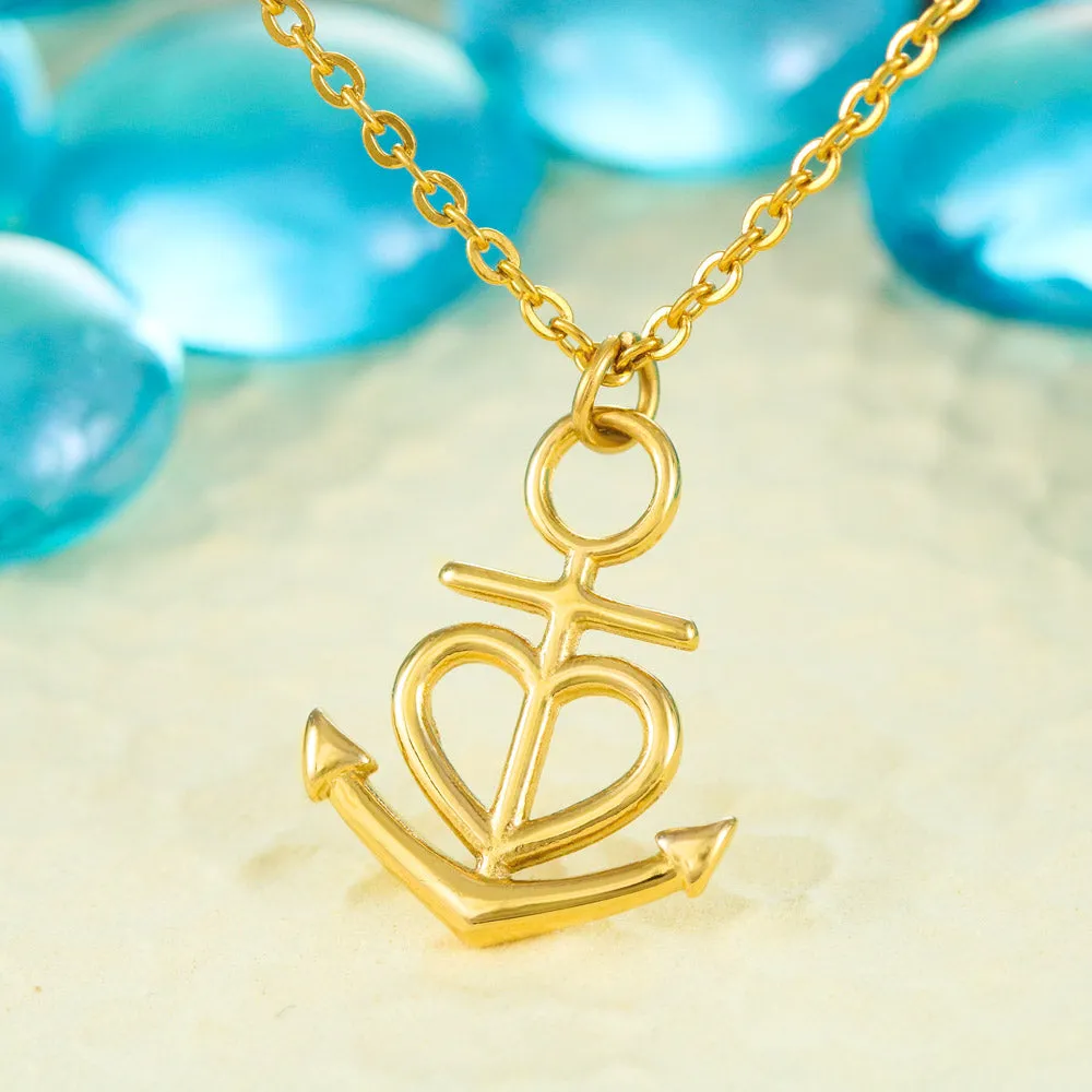 Beautiful Anchor Heart Necklace With Remembrance Heart Message Card