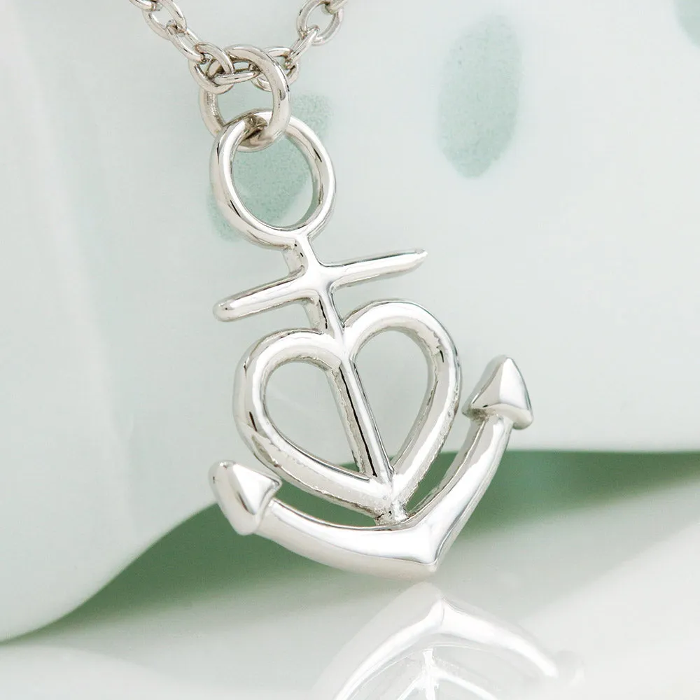 Beautiful Anchor Heart Necklace With Remembrance Heart Message Card