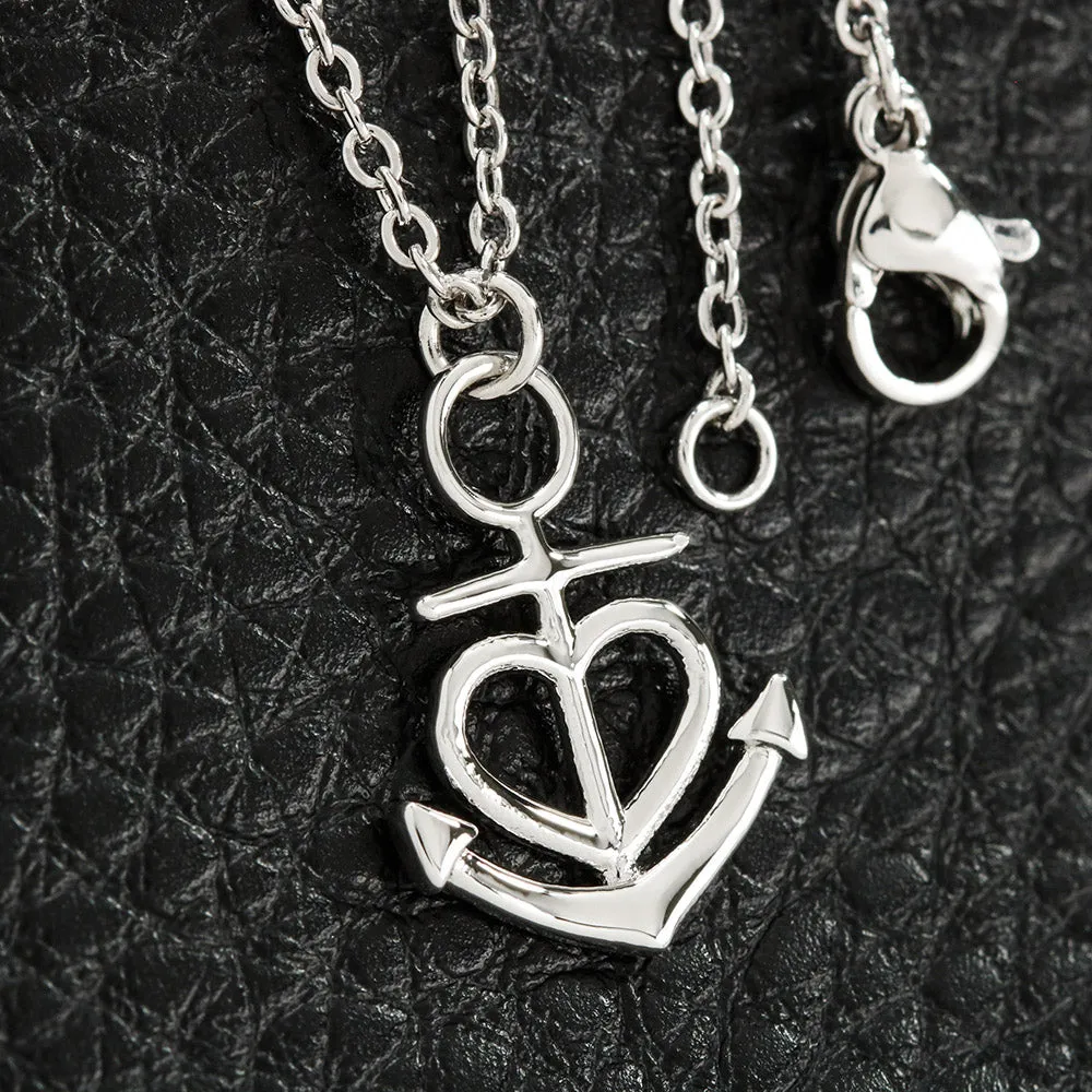 Beautiful Heart Anchor Necklace With Husband To Wife "Broken Road" Message Card