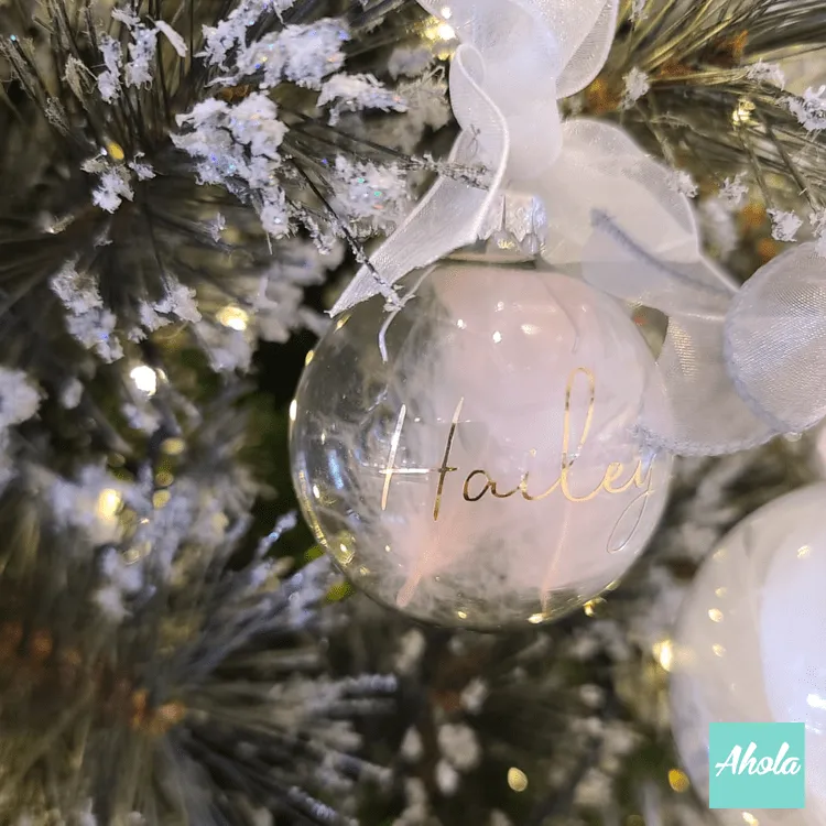 【Bell】6cm Personalized Christmas Glass Ball ornament with feathers 羽毛聖誕樹裝飾玻璃球