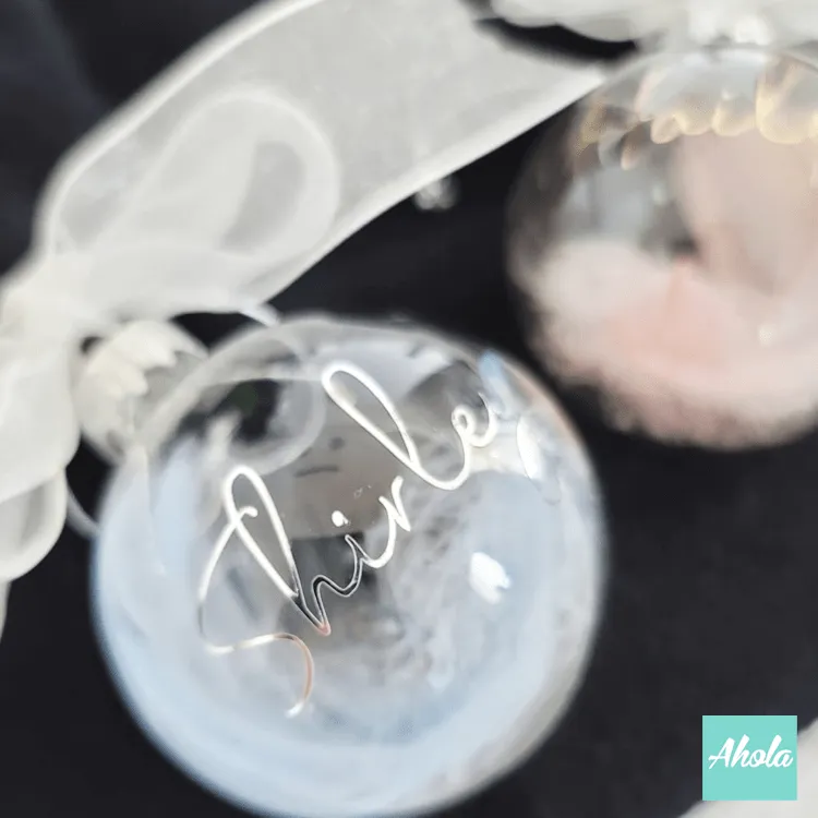 【Bell】6cm Personalized Christmas Glass Ball ornament with feathers 羽毛聖誕樹裝飾玻璃球