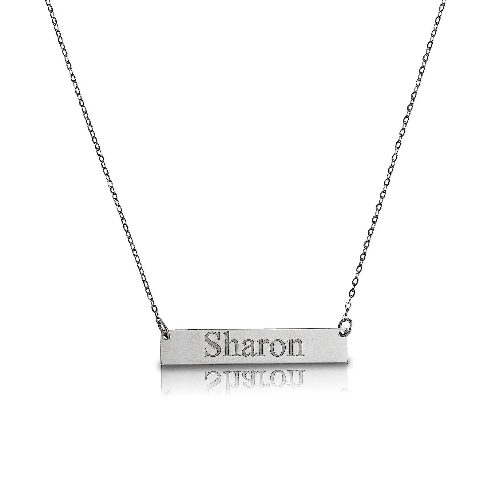 Better Jewelry Custom .925 Sterling Silver Name Bar Necklace w. Engraving