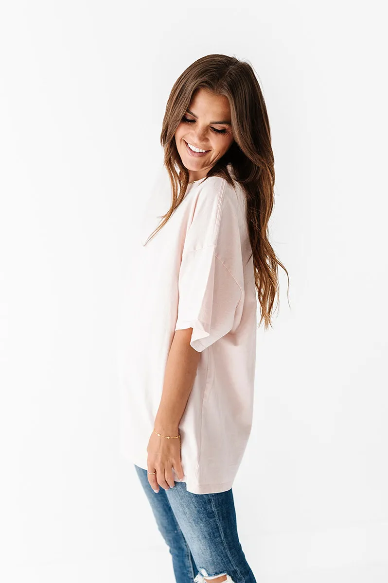 Bev Oversized Tee in Light Pink