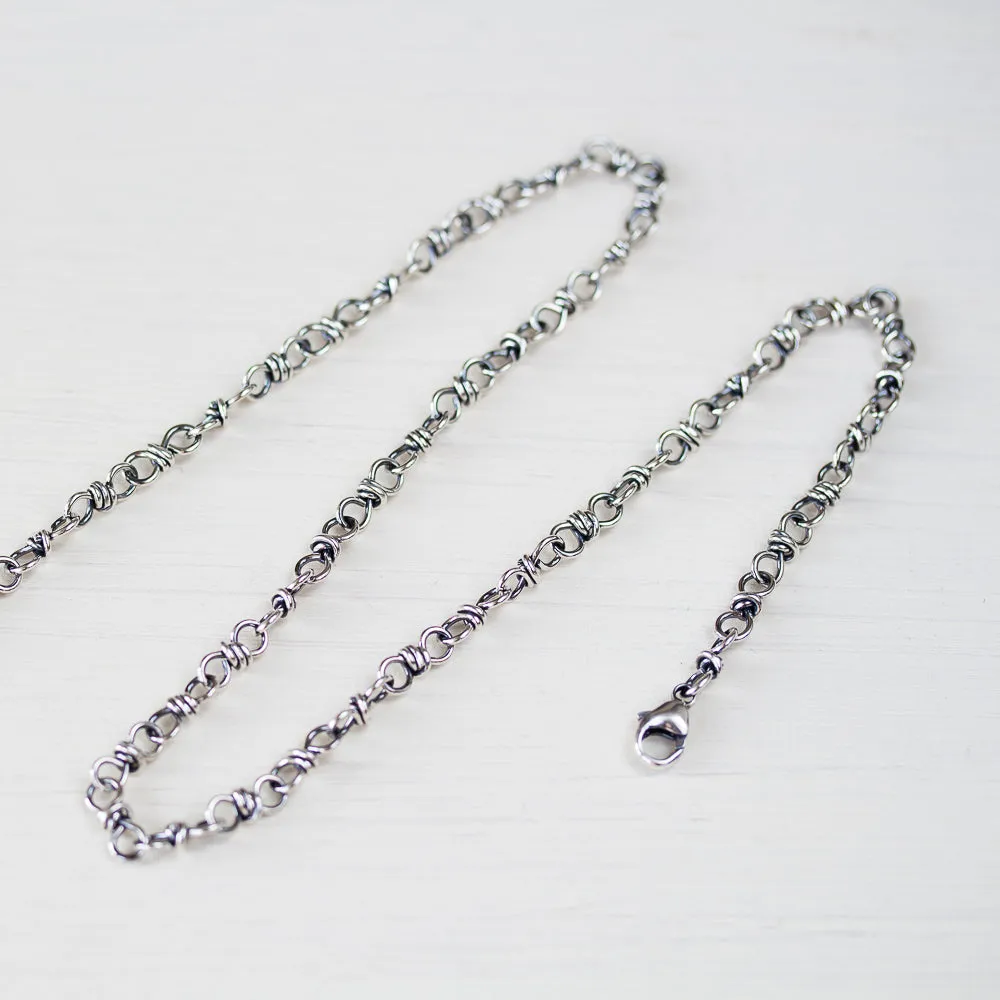 Bigger link wire wrapped chain for pendant, sterling silver