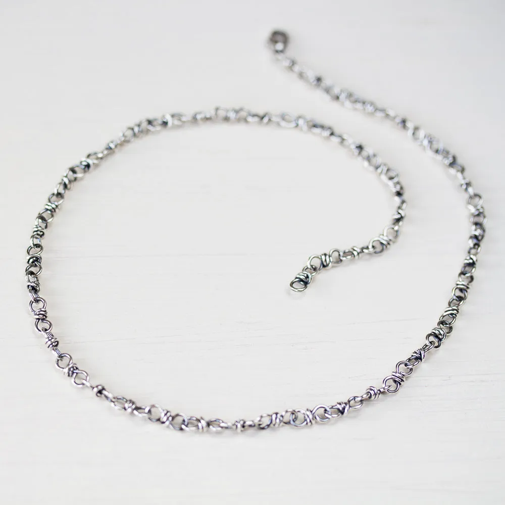 Bigger link wire wrapped chain for pendant, sterling silver