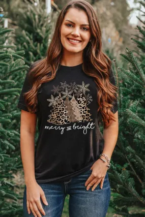 Black Christmas Tree Graphic Print Top