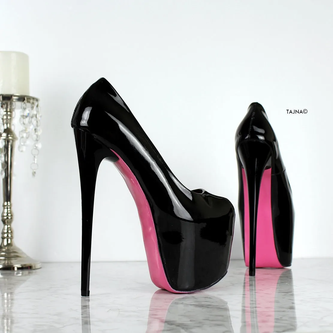 Black Gloss Fishmouth High Heel Pumps