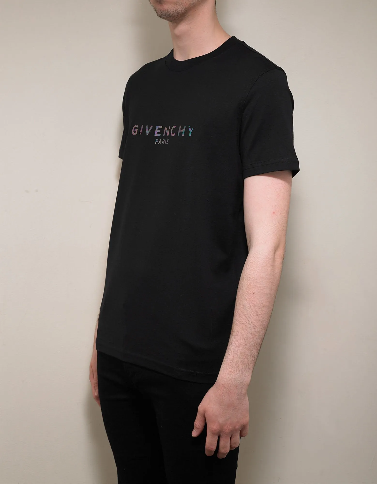 Black Iridescent Vintage Logo Slim Fit T-Shirt -