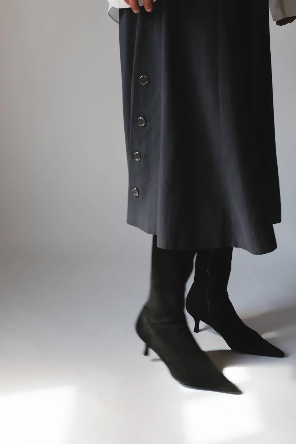 BLACK SUEDE LEATHER OVERKNEE BOOTS 38