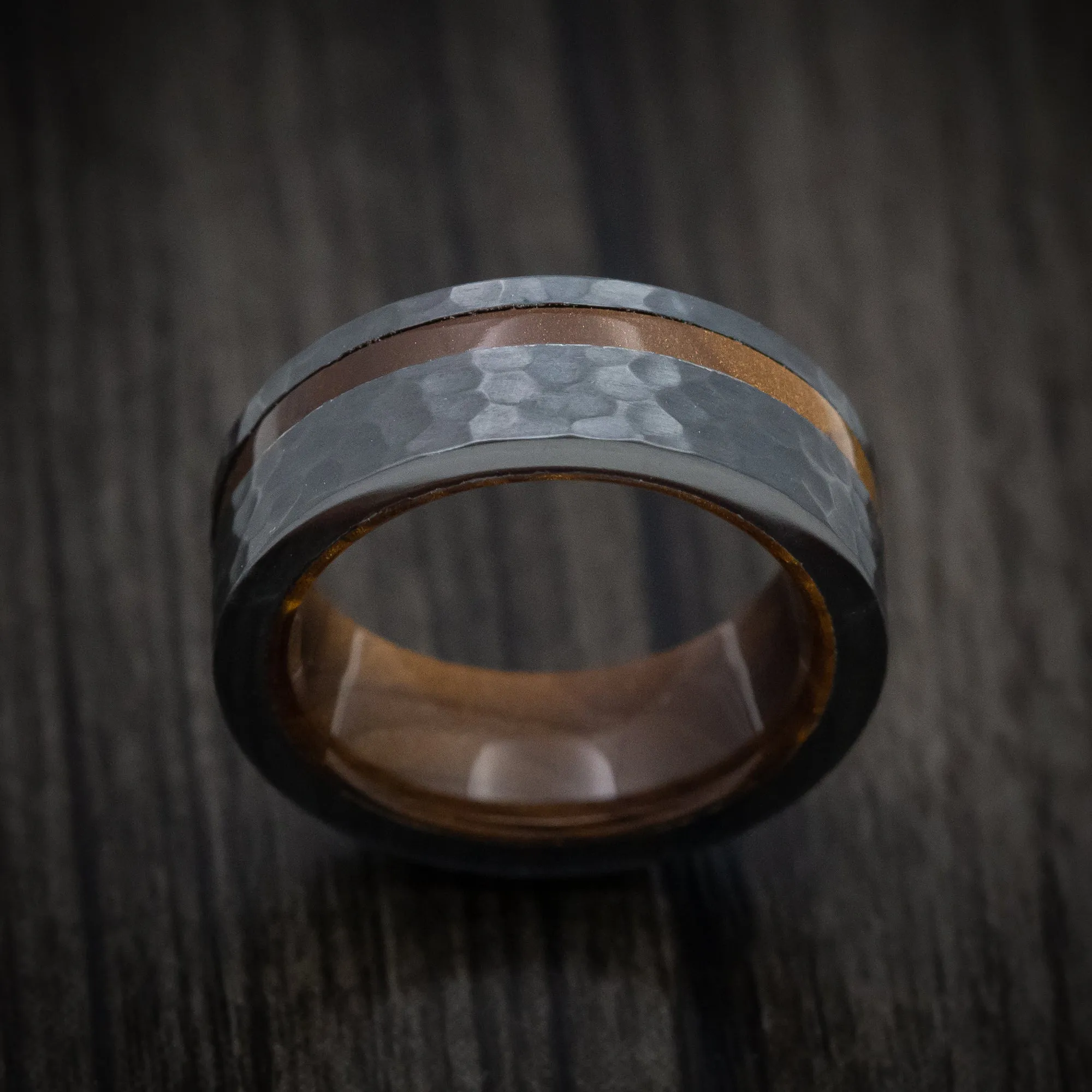 Black Titanium and Juma Sleeve and Inlay Men's Ring Custom Made Band