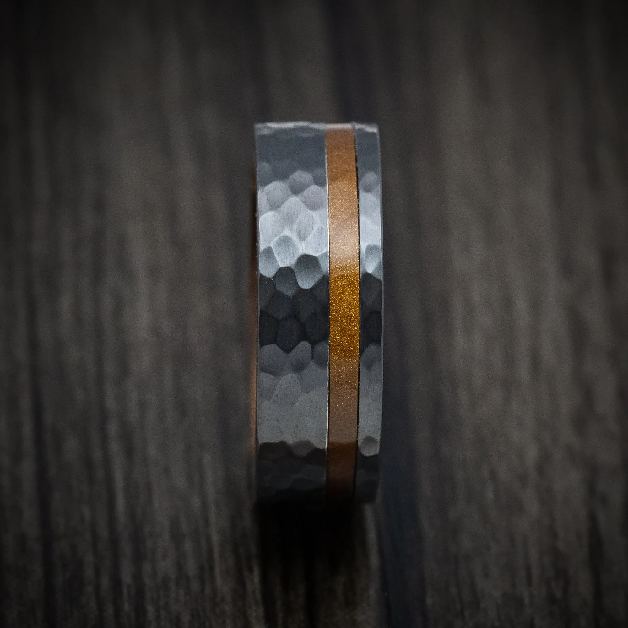 Black Titanium and Juma Sleeve and Inlay Men's Ring Custom Made Band