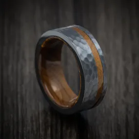 Black Titanium and Juma Sleeve and Inlay Men's Ring Custom Made Band