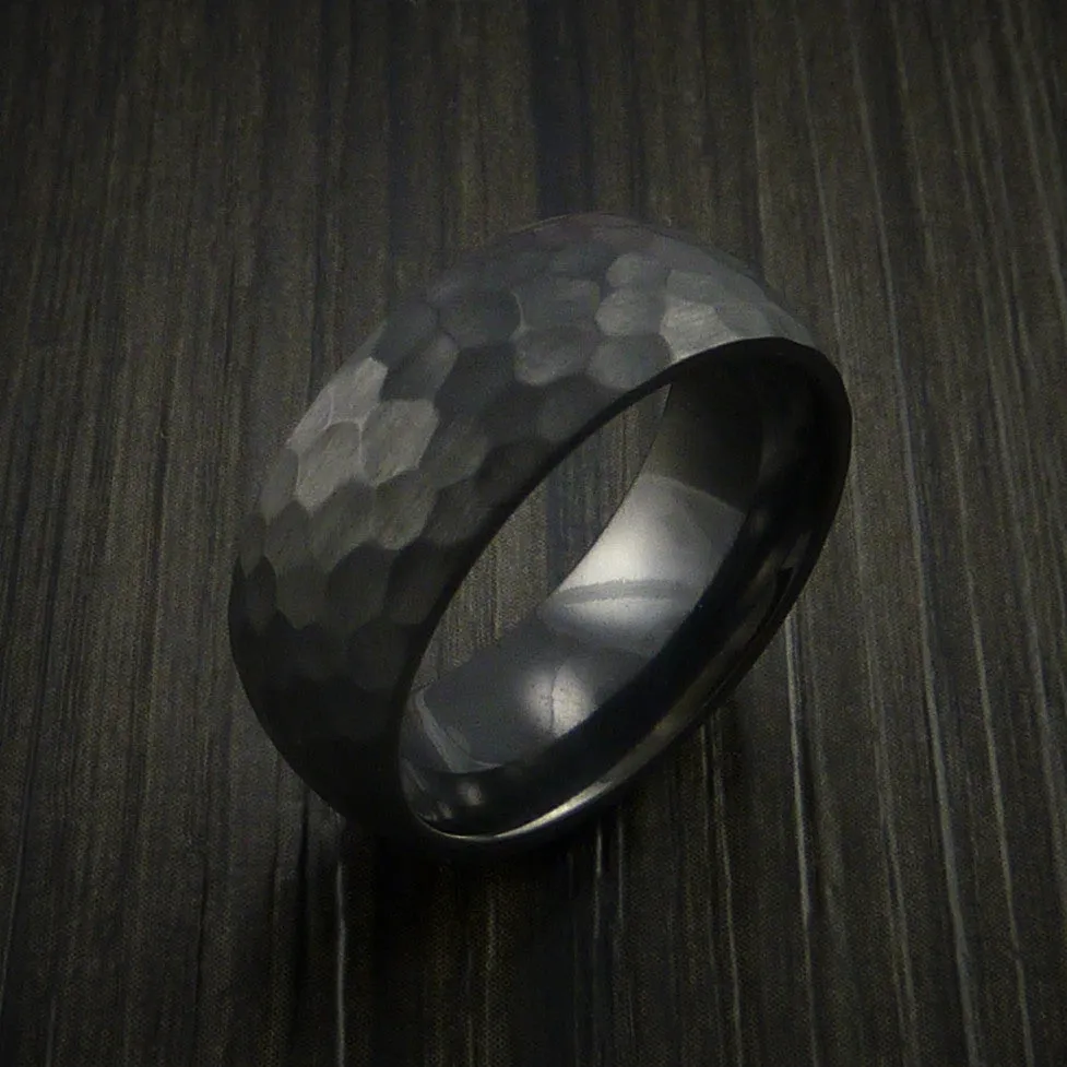 Black Titanium Men's Ring Hammer Finish Custom Made Band