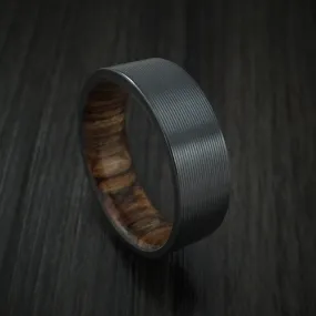 Black Zirconium and Walnut Hard Wood Sleeve Men's Ring Custom Made