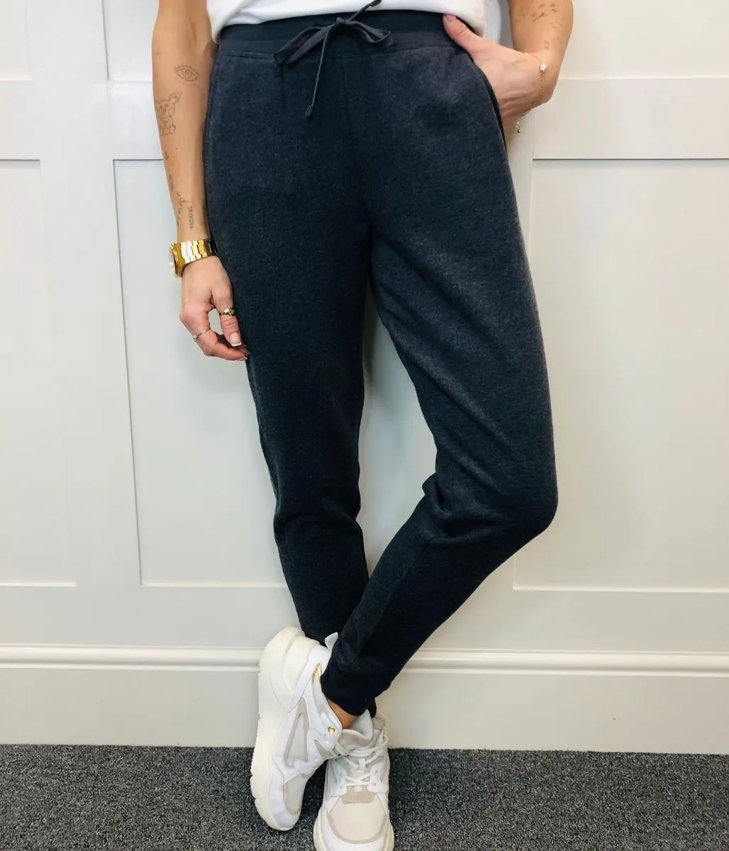 Blue Marl Soft Fleece Cuffed Joggers