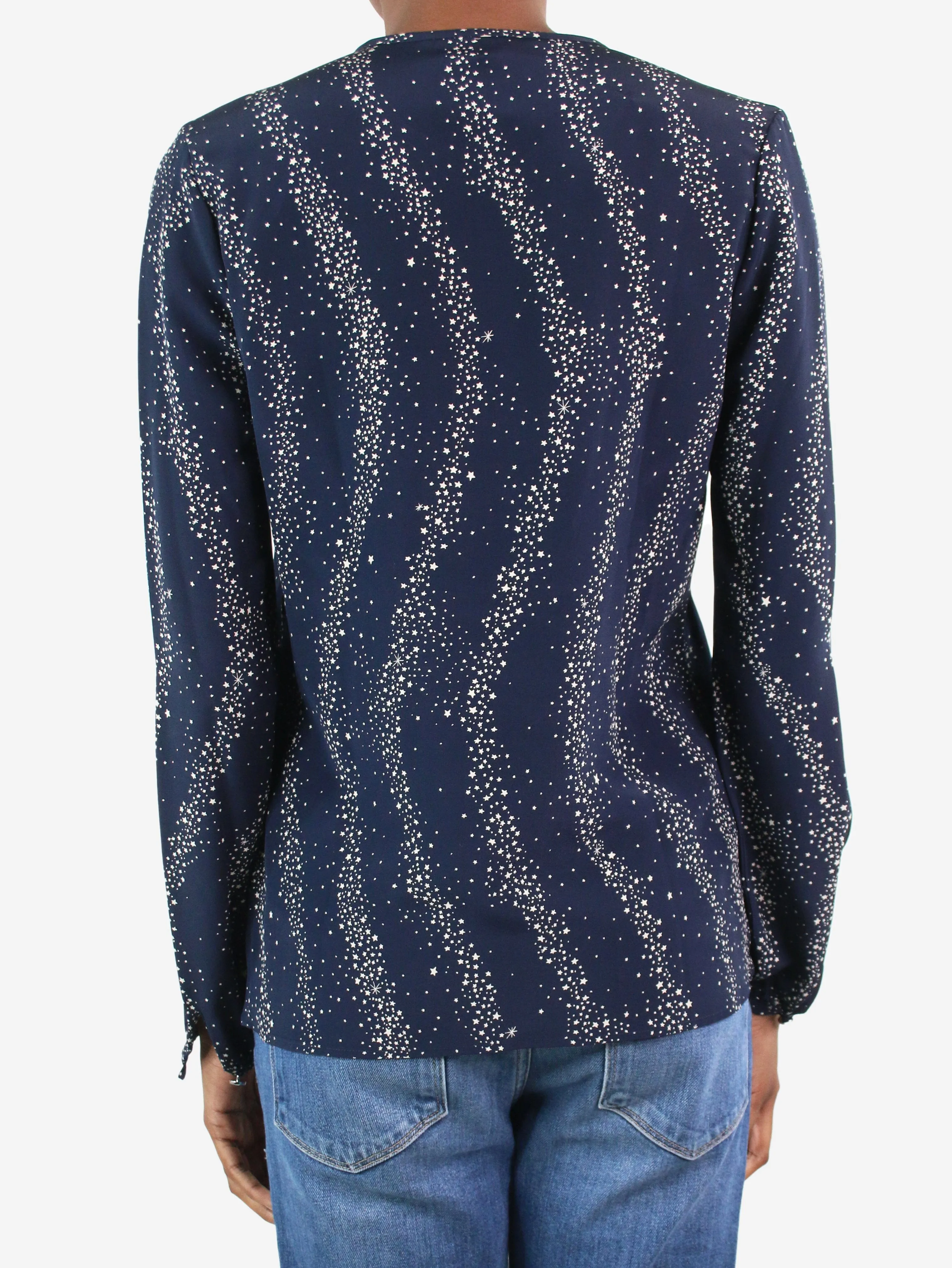 Blue star-printed silk shirt - size FR 34