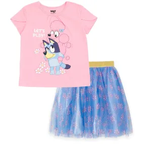 Bluey T-Shirt and Tulle Mesh Skirt