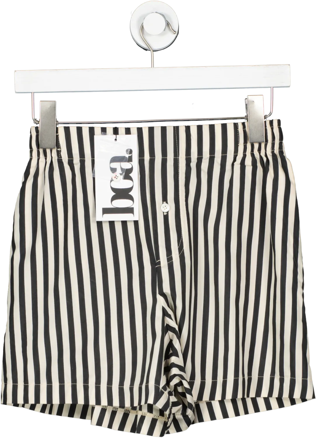 BOA Black Striped Cotton Boxer Shorts UK XS