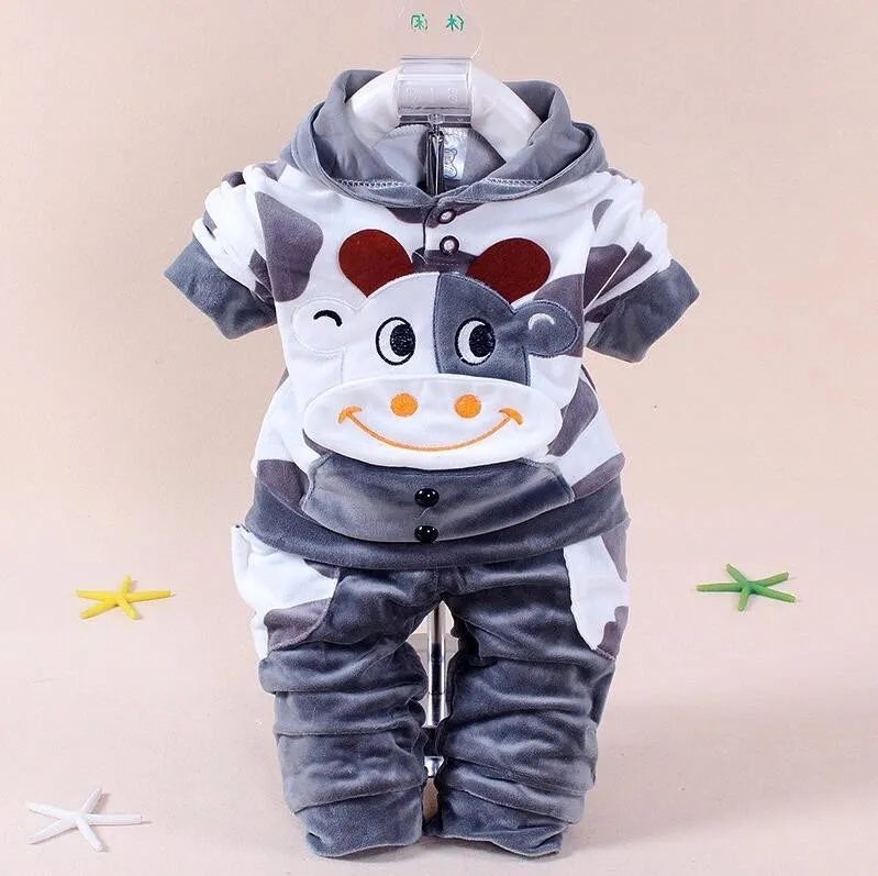 Boys And Girls Cotton/Velvet Cow 2 Pcs Set