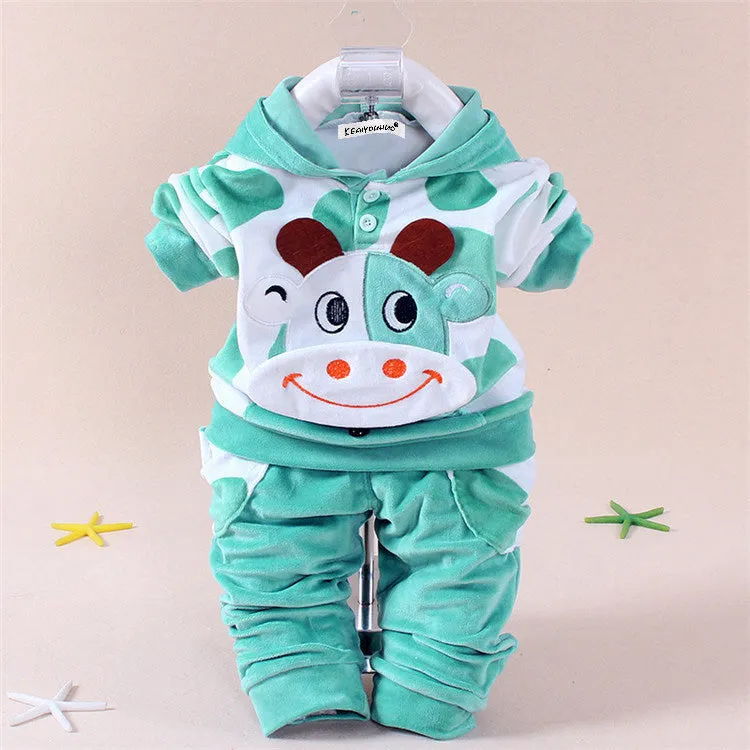 Boys And Girls Cotton/Velvet Cow 2 Pcs Set