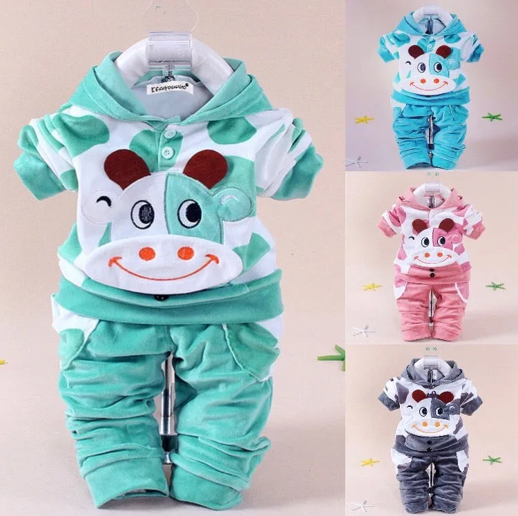 Boys And Girls Cotton/Velvet Cow 2 Pcs Set