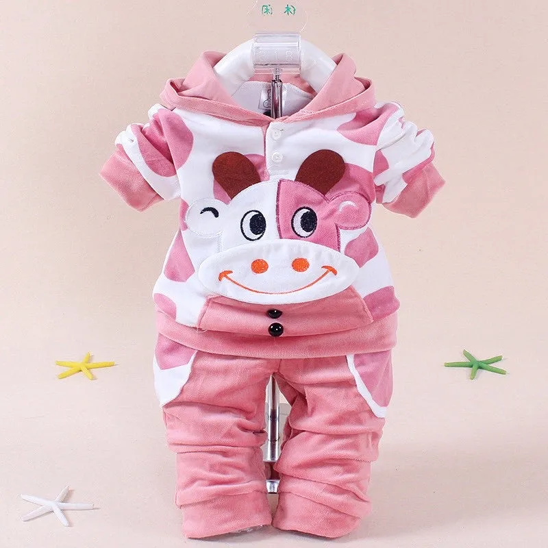 Boys And Girls Cotton/Velvet Cow 2 Pcs Set