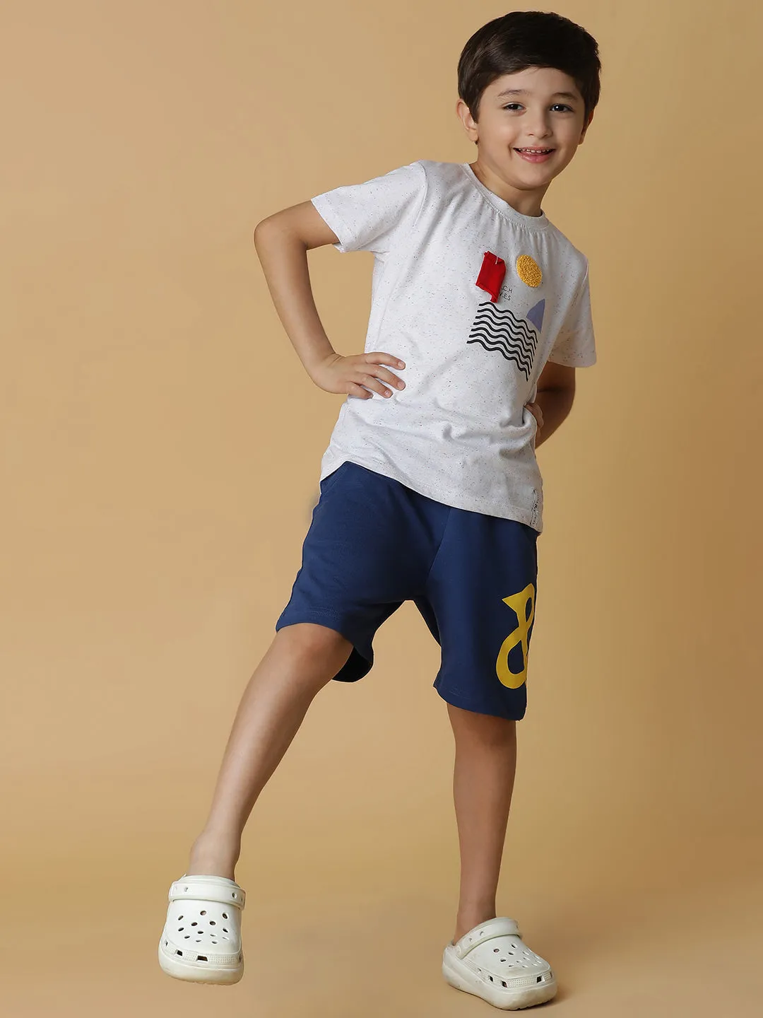 Boys White Printed T-Shirt