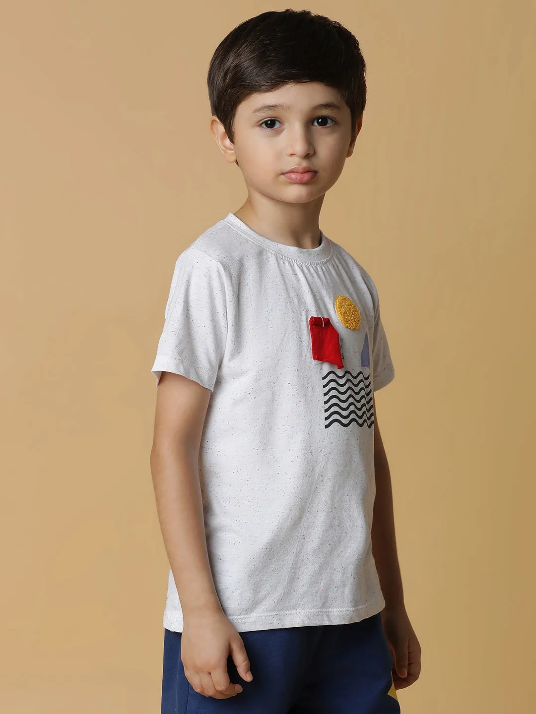 Boys White Printed T-Shirt