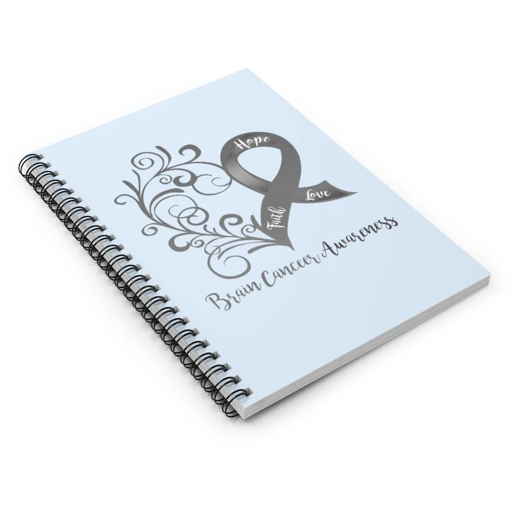 Brain Cancer Awareness Light Blue Spiral Journal - Ruled Line