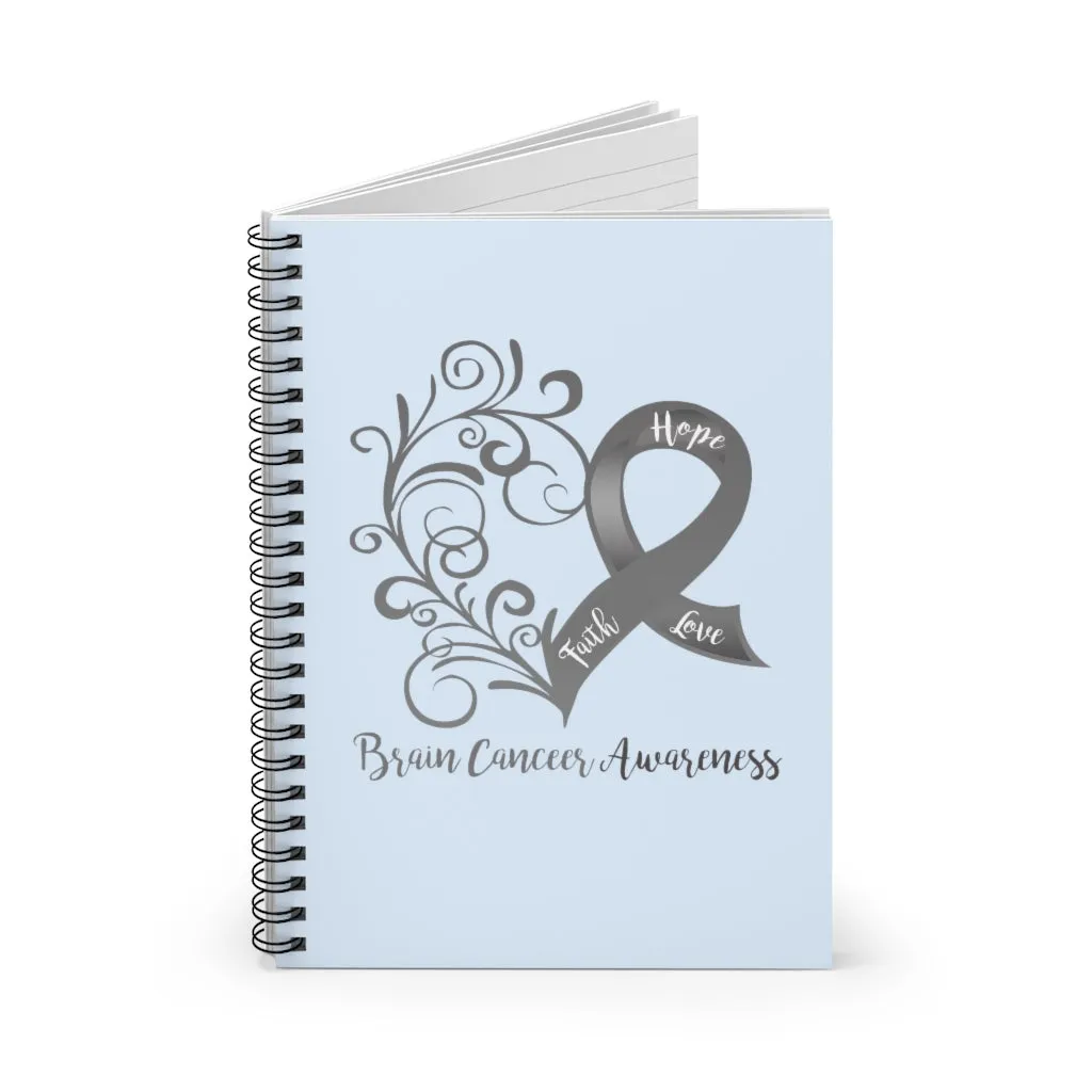 Brain Cancer Awareness Light Blue Spiral Journal - Ruled Line