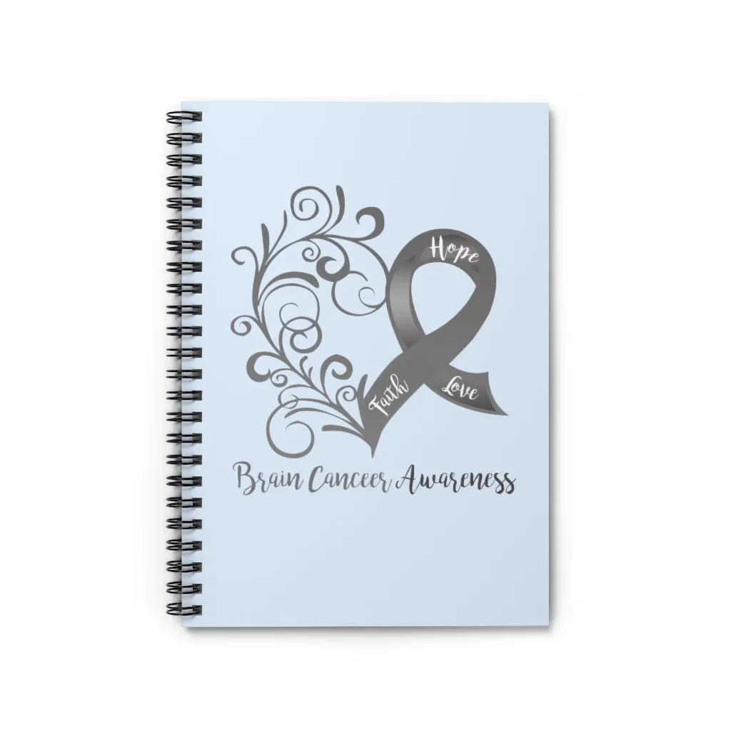 Brain Cancer Awareness Light Blue Spiral Journal - Ruled Line