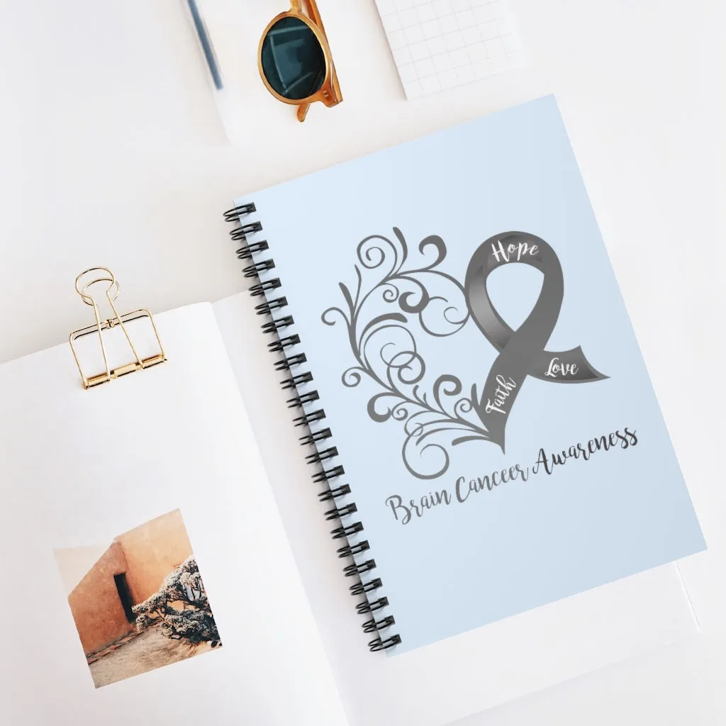 Brain Cancer Awareness Light Blue Spiral Journal - Ruled Line