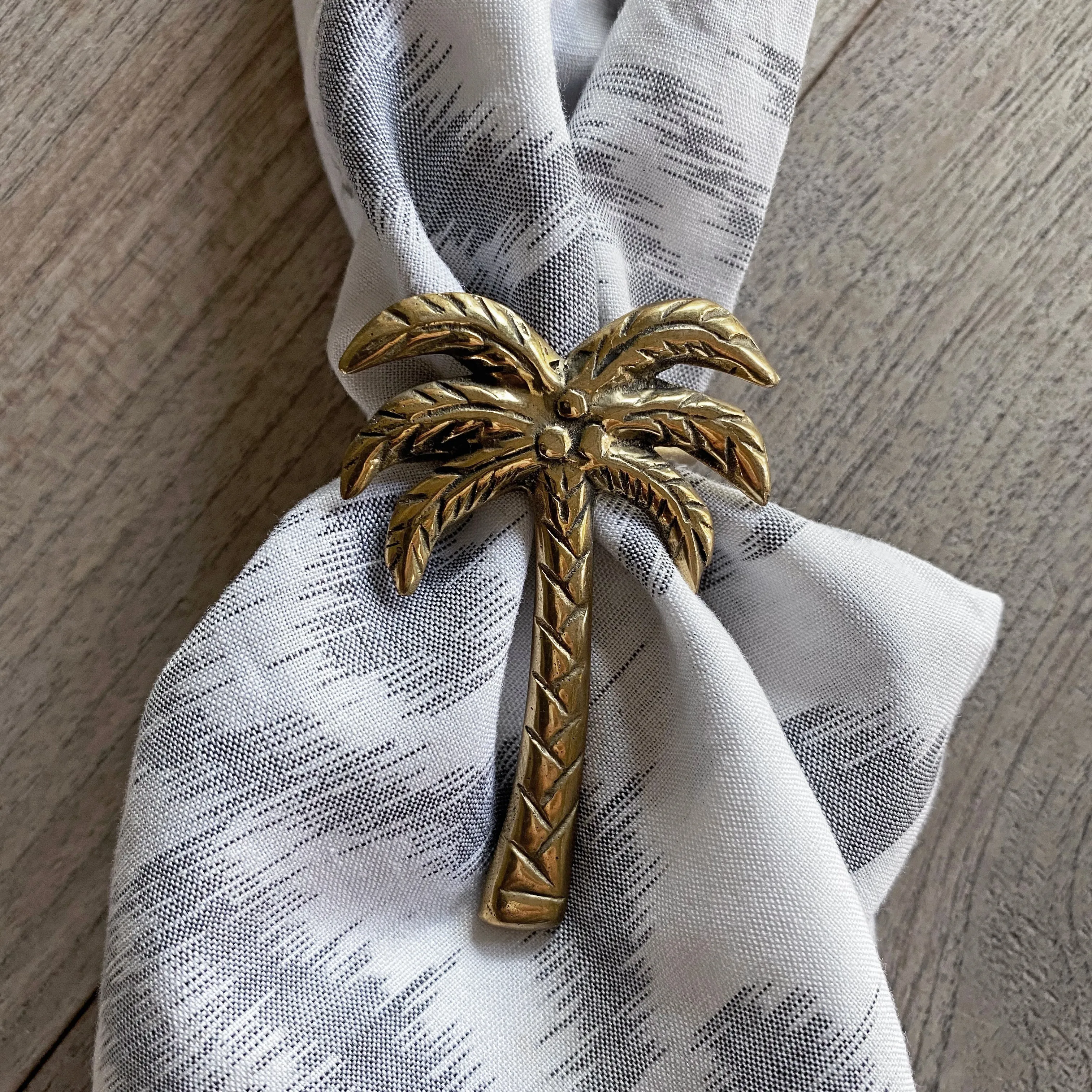 Brass Napkin Ring - Coconut Palm - set of 8 - Only available for purchase with Ikat Napkins